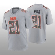 C.Browns #21 Denzel Ward Gray Atmosphere Game Jersey Stitched American Football Jerseys