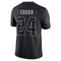 C.Browns #24 Nick Chubb Black RFLCTV Limited Jersey Stitched American Football Jerseys