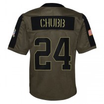 C.Browns #24 Nick Chubb Olive 2021 Salute To Service Game Jersey Stitched American Football Jerseys