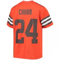 C.Browns #24 Nick Chubb Orange Inverted Team Game Jersey Stitched American Football Jerseys