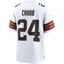 C.Browns #24 Nick Chubb White Game Jersey Stitched American Football Jerseys