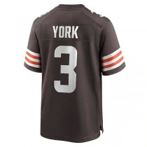 C.Browns #3 Cade York Brown Game Player Jersey Stitched American Football Jerseys