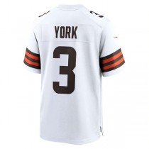 C.Browns #3 Cade York White Game Player Jersey Stitched American Football Jerseys