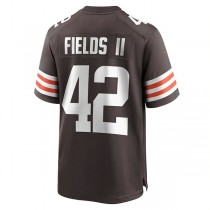 C.Browns #42 Tony Fields II Brown Game Jersey Stitched American Football Jerseys