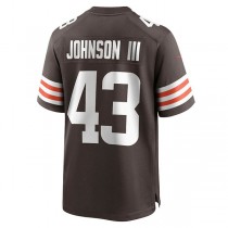 C.Browns #43 John Johnson III Brown Game Jersey Stitched American Football Jerseys