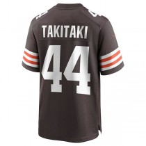 C.Browns #44 Sione Takitaki Brown Game Jersey Stitched American Football Jerseys