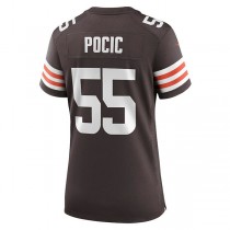 C.Browns #55 Ethan Pocic Brown Game Jersey Stitched American Football Jerseys