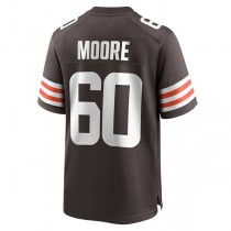 C.Browns #60 David Moore Brown Game Jersey Stitched American Football Jerseys