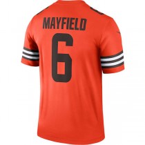 C.Browns #6 Baker Mayfield Orange Inverted Legend Jersey Stitched American Football Jerseys
