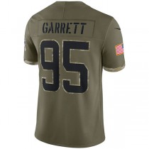 C.Browns #95 Myles Garrett Olive 2022 Salute To Service Limited Jersey Stitched American Football Jerseys