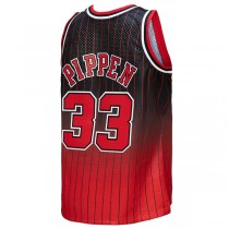 C.Bulls #33 Scottie Pippen Mitchell & Ness 1995-96 Hardwood Classics Fadeaway Swingman Player Jersey Red Black Stitched American Basketball Jersey