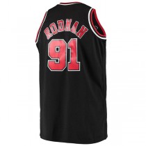 C.Bulls #91 Dennis Rodman Mitchell & Ness Big & Tall Hardwood Classics Swingman Jersey Black Stitched American Basketball Jersey