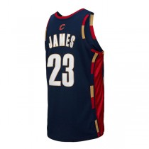 C.Cavaliers #23 LeBron James Mitchell & Ness 2008-09 Hardwood Classics Authentic Jersey Navy Stitched American Basketball Jersey