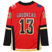 C.Flames #13 Johnny Gaudreau Fanatics Authentic AutographedFanatics Breakaway Jersey Red Stitched American Hockey Jerseys