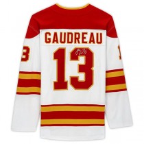 C.Flames #13 Johnny Gaudreau Fanatics Authentic Autographed Fanatics Breakaway Jersey White Red Stitched American Hockey Jerseys