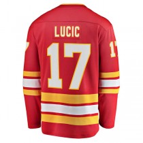 C.Flames #17 Milan Lucic Fanatics Branded Home Breakaway Player Jersey Red Stitched American Hockey Jerseys