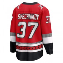 C.Hurricanes #37 Andrei Svechnikov Fanatics Branded 25th Anniversary Premier Breakaway Player Jersey Red Stitched American Hockey Jerseys