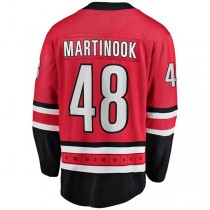 C.Hurricanes #48 Jordan Martinook Fanatics Branded Home Breakaway Player Jersey Red Stitched American Hockey Jerseys