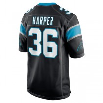 C.Panthers #36 Madre Harper Black Game Player Jersey Stitched American Football Jerseys