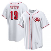 Cincinnati Reds #19 Joey Votto White Home Replica Player Name Jersey Baseball Jerseys
