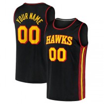 Custom A.Hawks Fanatics Branded Fast Break Replica Jersey Black Statement Edition American Stitched Basketball Jersey