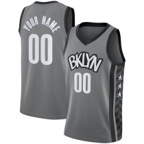 Custom B.Nets Jordan Brand Swingman Jersey Statement Edition Gray American Stitched Basketball Jersey
