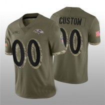 Custom B.Ravens ACTIVE PLAYER 2022 Olive Salute To Service Limited Stitched Jersey Football Jerseys