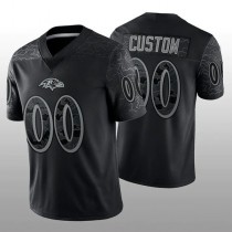 Custom B.Ravens Football Stitched Black RFLCTV Limited Jersey Football Jerseys