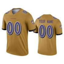 Custom B.Ravens Gold Inverted Legend Jersey American Jerseys Stitched American Football Jerseys