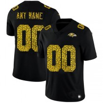 Custom B.Ravens Leopard Print Fashion Vapor Limited Jersey Black Stitched American Football Jerseys