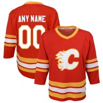 Custom C.Flames Home Replica Red Stitched American Hockey Jerseys