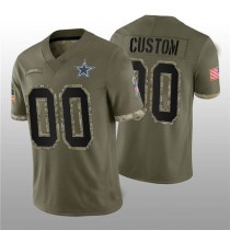 Custom D.Cowboys ACTIVE PLAYER 2022 Olive Salute To Service Limited Stitched Jersey Football Jerseys