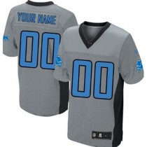 Custom D.Lions Gray Shadow Elite Jersey Stitched American Football Jerseys