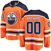 Custom E.Oilers Fanatics Branded Home Breakaway Orange Jersey Stitched American Hockey Jerseys