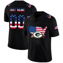 Custom GB.Packers Football Black Limited Fashion Flag Stitched American Football Jerseys