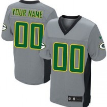 Custom GB.Packers Gray Shadow Elite Jersey Stitched American Football Jerseys