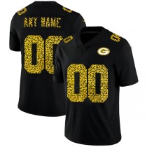 Custom GB.Packers Men's Leopard Print Fashion Vapor Limited Jersey Black Stitched Football Jerseys