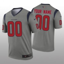 Custom H.Texans Gray Inverted Legend Jersey Stitched American Football Jerseys