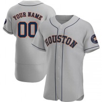 Custom Houston Astros Baseball Gray Jerseys Stitched Letter And Numbers Mesh for Men Women Youth Button Down Jersey