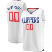 Custom LA.Clippers Fanatics Branded Fast Break Replica Jersey White Association Edition Stitched Basketball Jersey