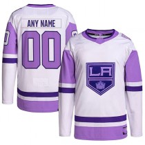 Custom LA.Kings Hockey Fights Cancer Primegreen Authentic Jersey White Purple Stitched American Hockey Jerseys
