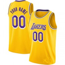 Custom LA.Lakers 2020-21 Swingman Jersey Gold Icon Edition Stitched Basketball Jersey