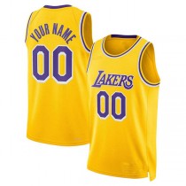 Custom LA.Lakers 2021-22 Diamond Swingman Jersey Gold Icon Edition Stitched Basketball Jersey