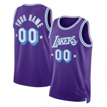Custom LA.Lakers 2021-22 Swingman Jersey City Edition Purple Stitched Basketball Jersey