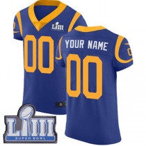 Custom LA.Rams Vapor Untouchable Super Bowl LIII Bound Elite Royal Blue Alternate Jersey American Stitched Football Jerseys