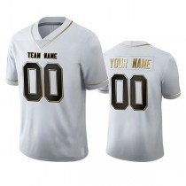 Custom LV.Raiders Any Team and Number and Name White Golden Edition Stitched American Football Jerseys