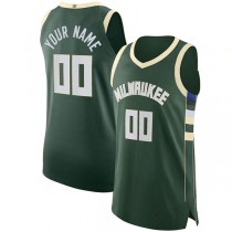 Custom M.Bucks 2021-22 Diamond Swingman Authentic Jersey Icon Edition Hunter Green Stitched Basketball Jersey