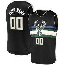 Custom M.Bucks Fanatics Branded Fast Break Replica Jersey Black Statement Edition Stitched Basketball Jersey
