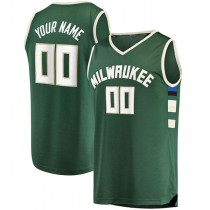 Custom M.Bucks Fanatics Branded Fast Break Replica Jersey Hunter Green Icon Edition Stitched Basketball Jersey