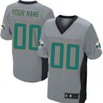 Custom M.Dolphins Gray Shadow Elite Jersey American Stitched Football Jerseys